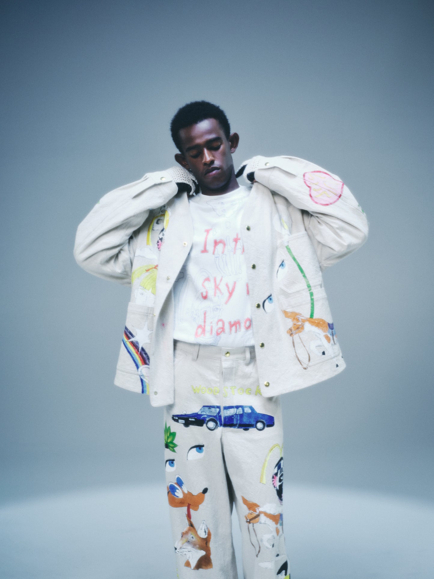 CT-SV-NGS-1003/ RIDAWO Sketch Print L/SL TEE-Shirt