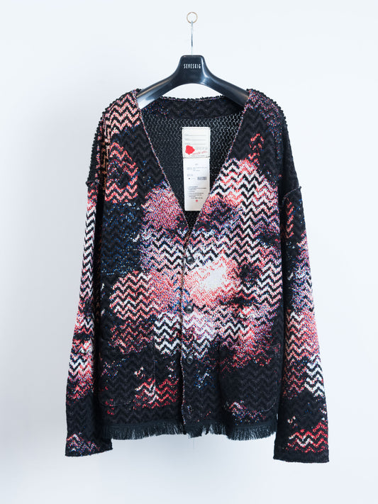 KN-SV-NYA-1001 / Bouclé Six-Color Jacquard Knit Cardigan/Ver,VENTY