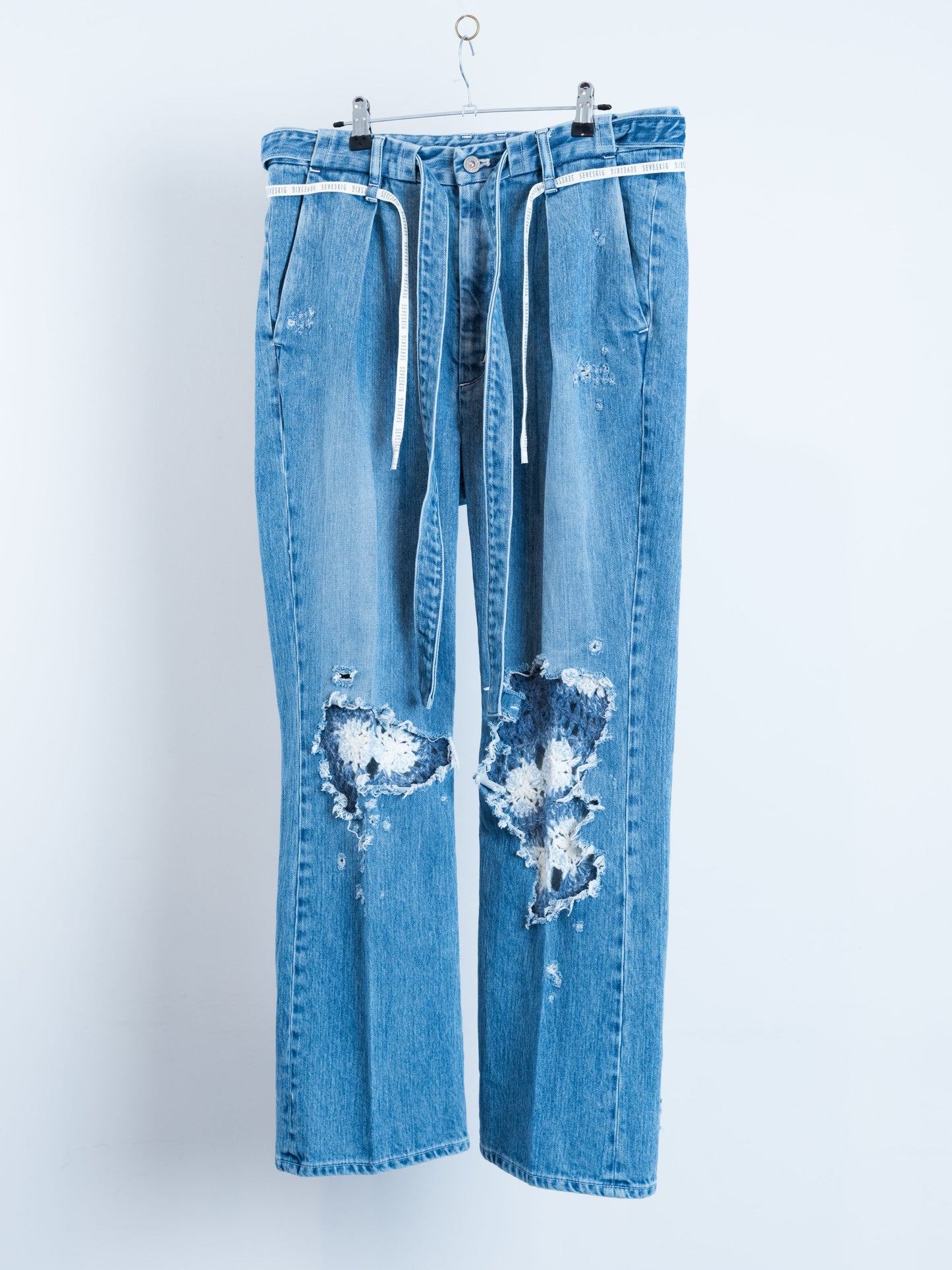 PT-SV-NYA-1006 / Indigo Satin Knit-Repaired Slacks