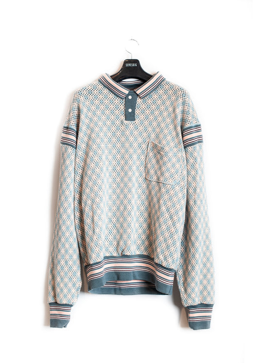 CT-SV-NGS-1004 / Argyle Mesh Emo L/SL Polo Shirt