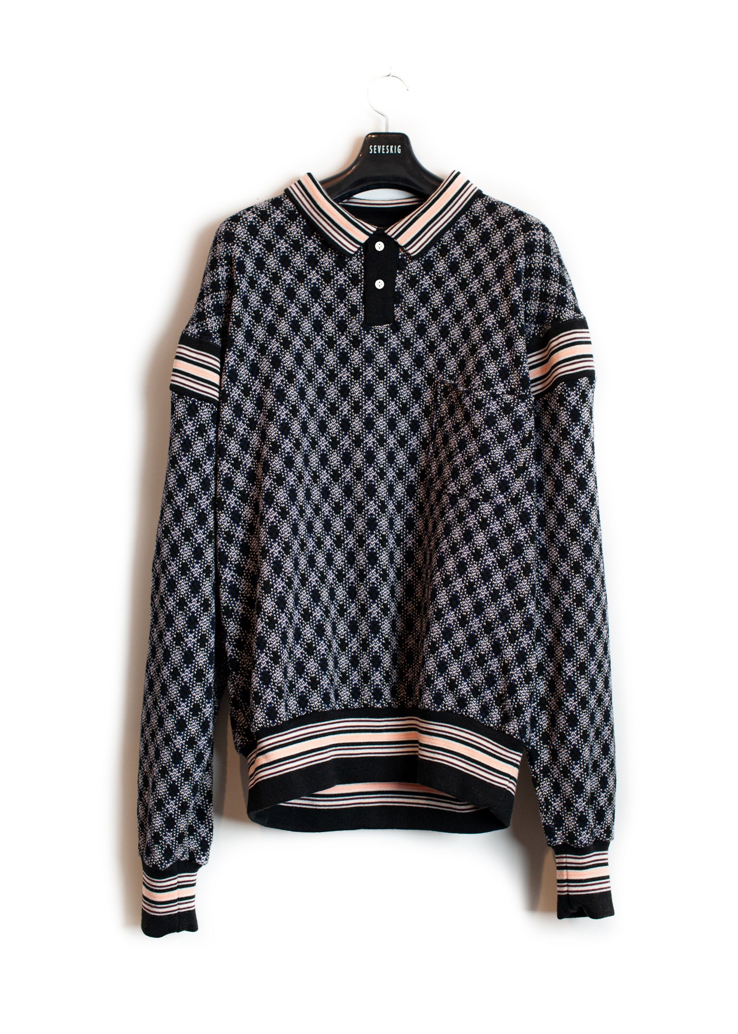CT-SV-NGS-1004 / Argyle Mesh Emo L/SL Polo Shirt