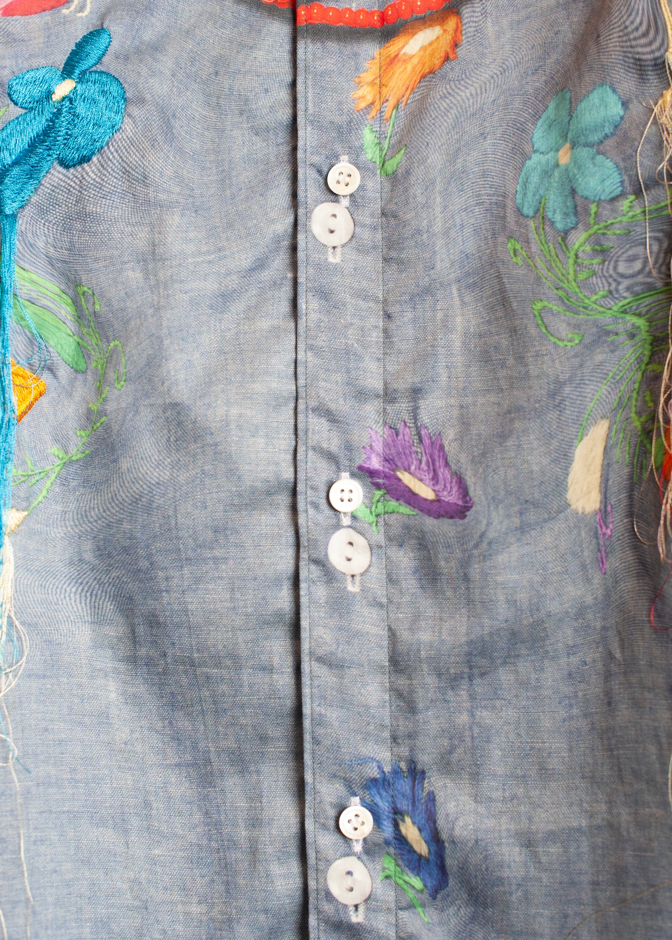 SH-SV-NGS-1009 / Floral Embroidery Chambray Shirt Ver, TOLQ