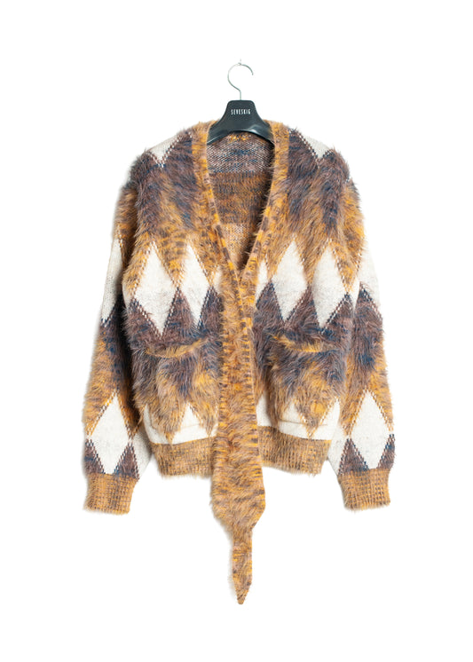 KN-SV-NRA-1003 / Argyle Tie Knit Cardigan