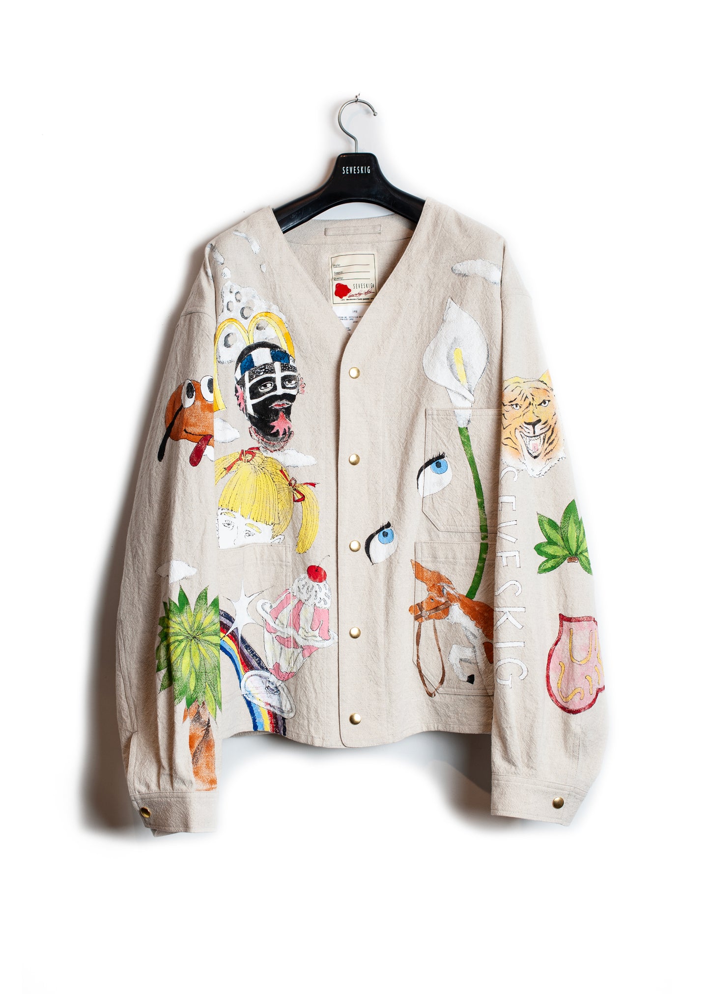 JK-SV-NGS-1005 / Hand Painting No-Collar Engineer Jacket Ver,Ridawo