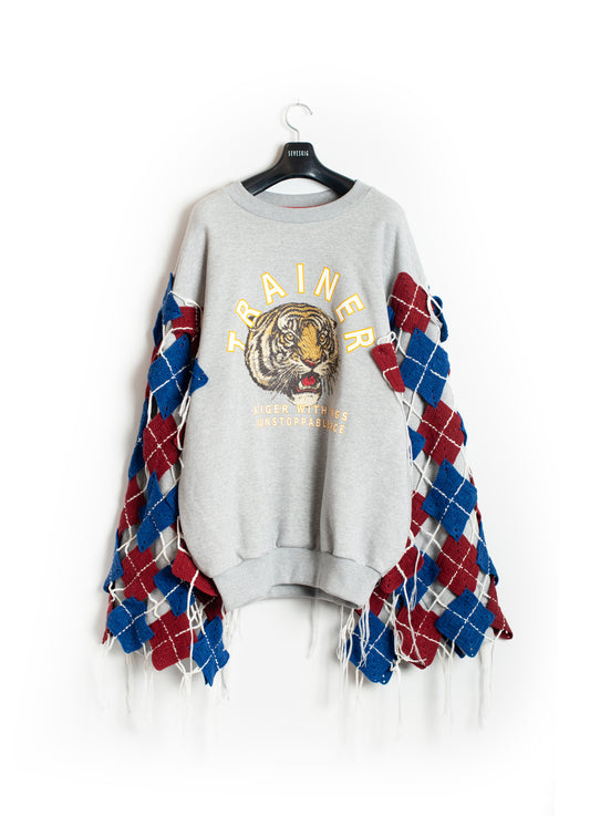 SW-SV-NGA-1006/Patchwork Argyle Tiger Sweat