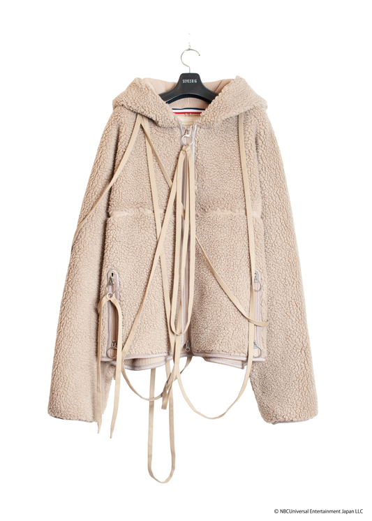 SW-SV-NRA-1004  / lain Wool Boa Pajama Zip-Up Jacket