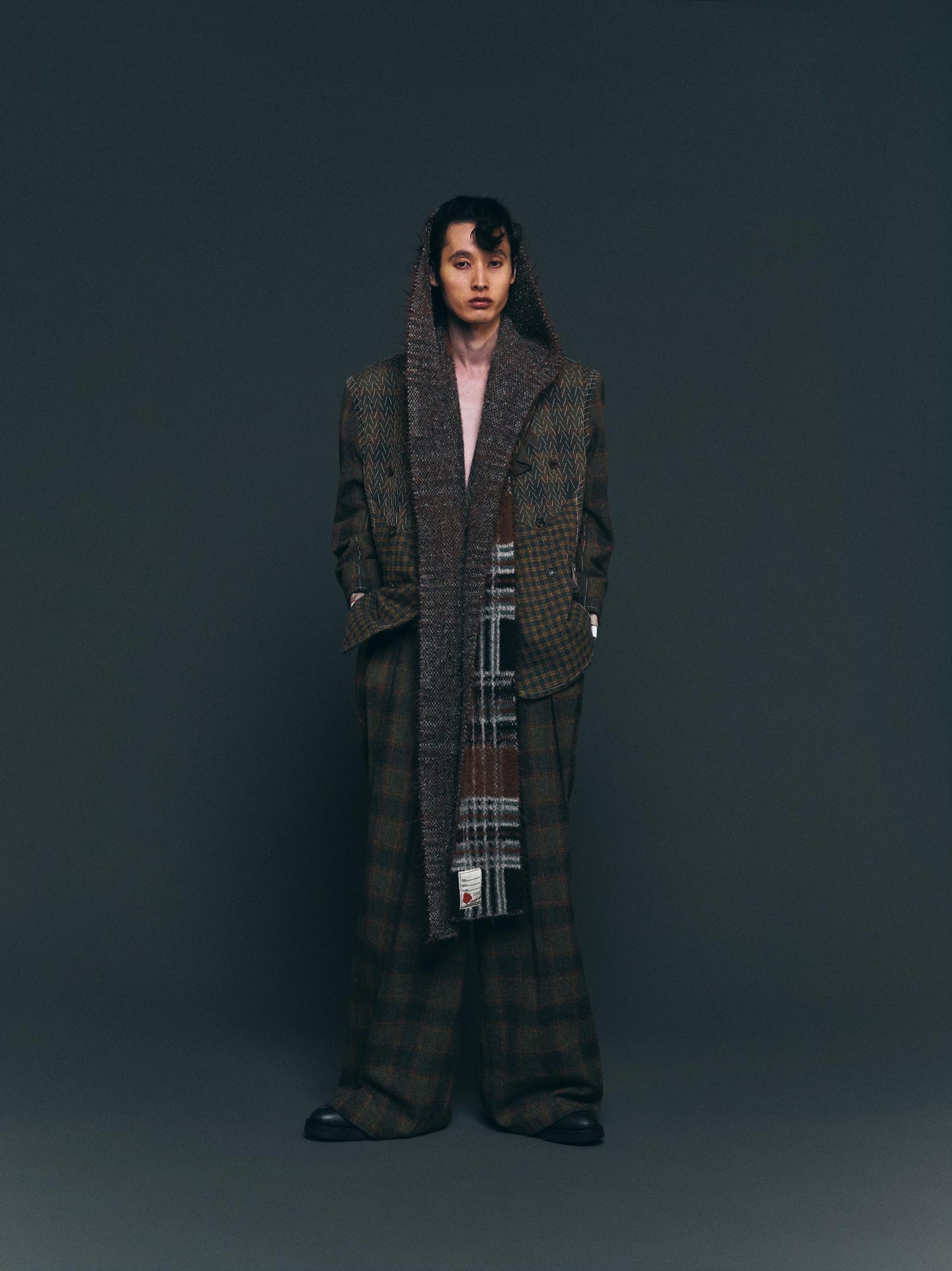 PT-SV-NGA-1007/Rustic Tweed Wide Trousers