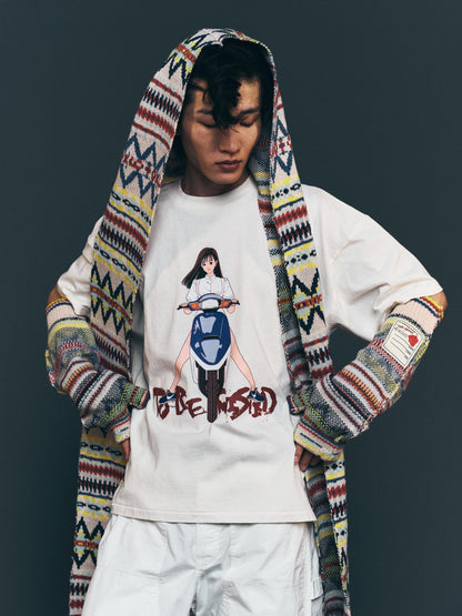 AC-SV-NGA-1007 / Frosted Isle Knit Long Scarf Hoodie