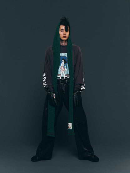 AC-SV-NGA-1008 / Chenille Knit Long Scarf Hoodie