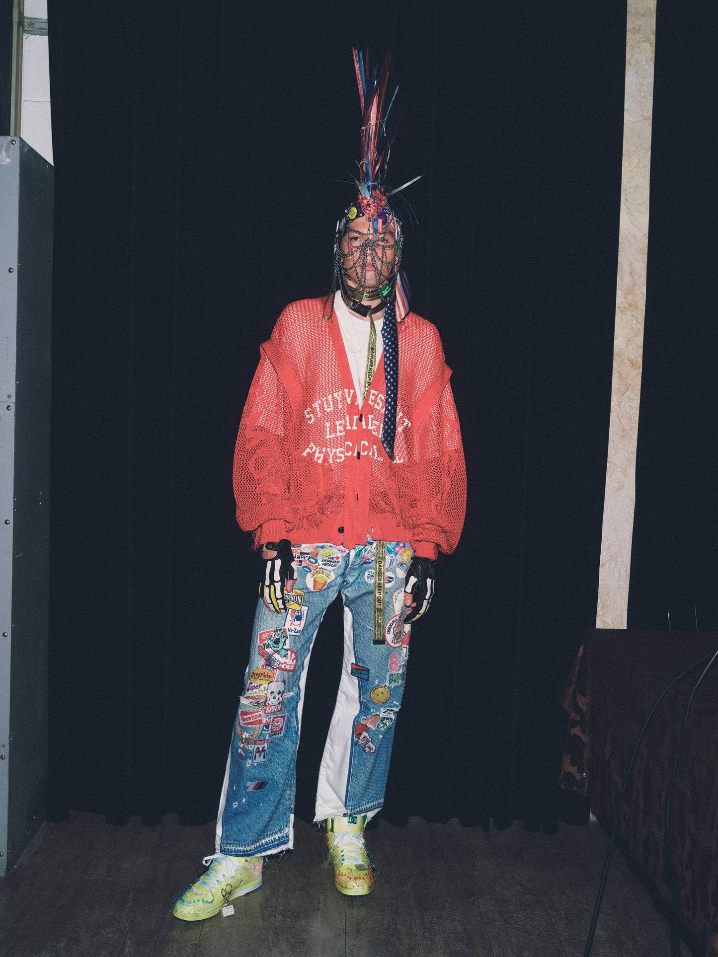 PT-SV-NRS-1001 / Vintage Badge Trompe-l'œil Denim Pants