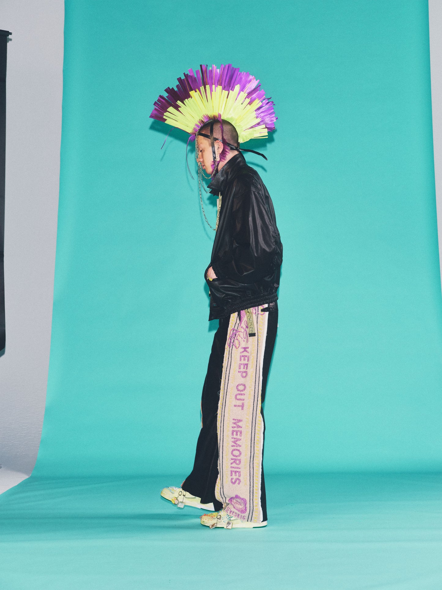 PT-SV-NRS-1005 / KEEP OUT Wide Track Cow Leather Pants