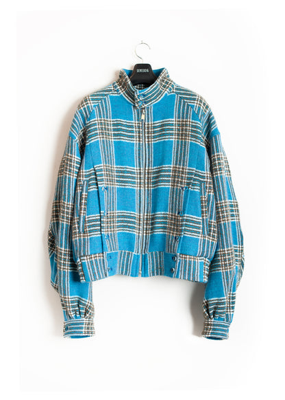 JK-SV-NGA-1009 / Tweed Plaid Swing Jacket