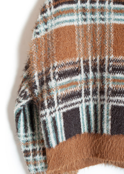 KN-SV-NGA-1001 / Lustre Check Knit Cardigan