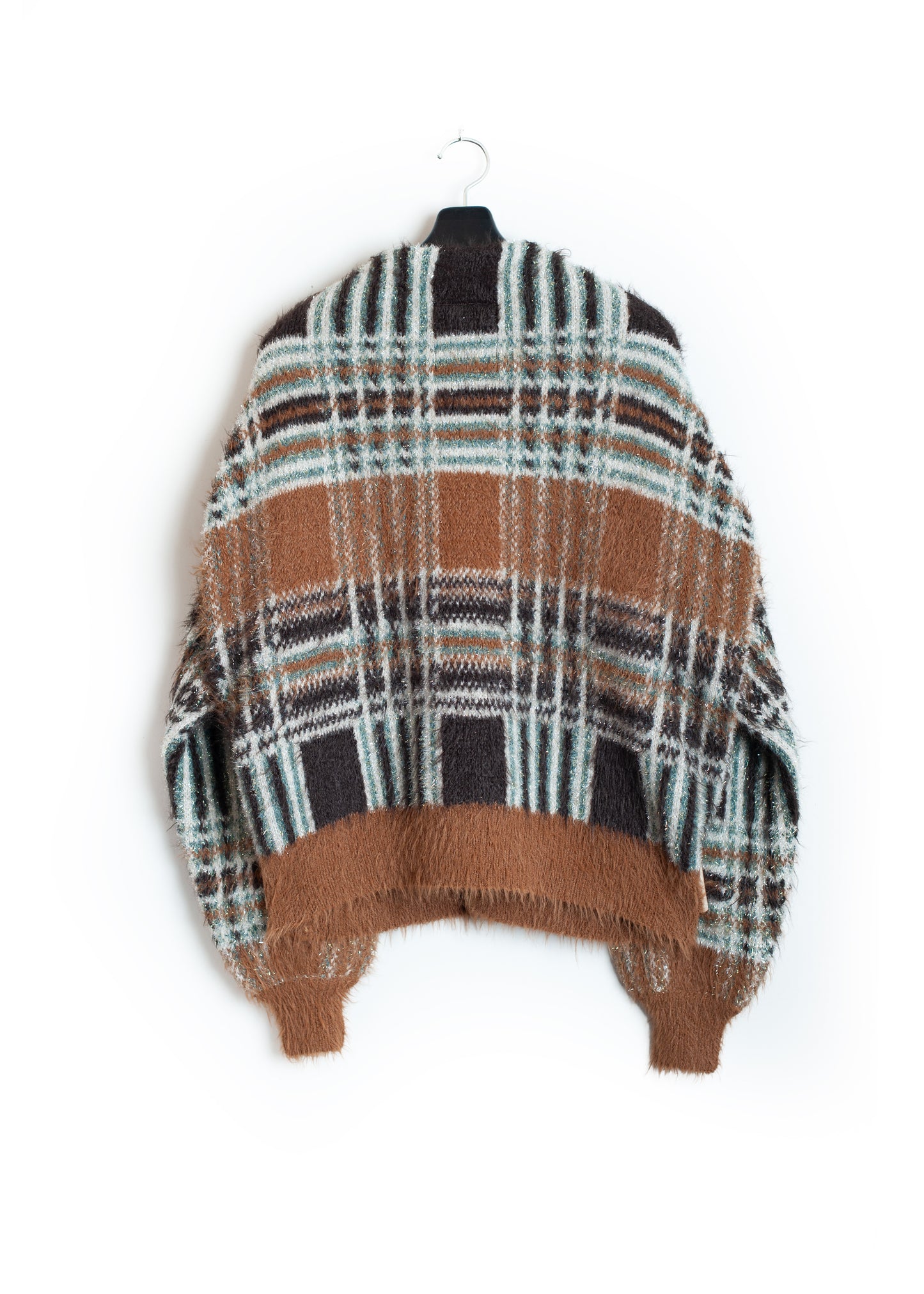 KN-SV-NGA-1001 / Lustre Check Knit Cardigan