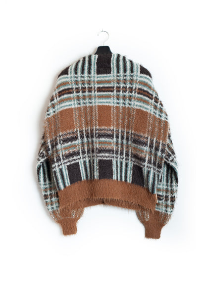 KN-SV-NGA-1001 / Lustre Check Knit Cardigan