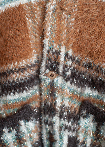 KN-SV-NGA-1001 / Lustre Check Knit Cardigan