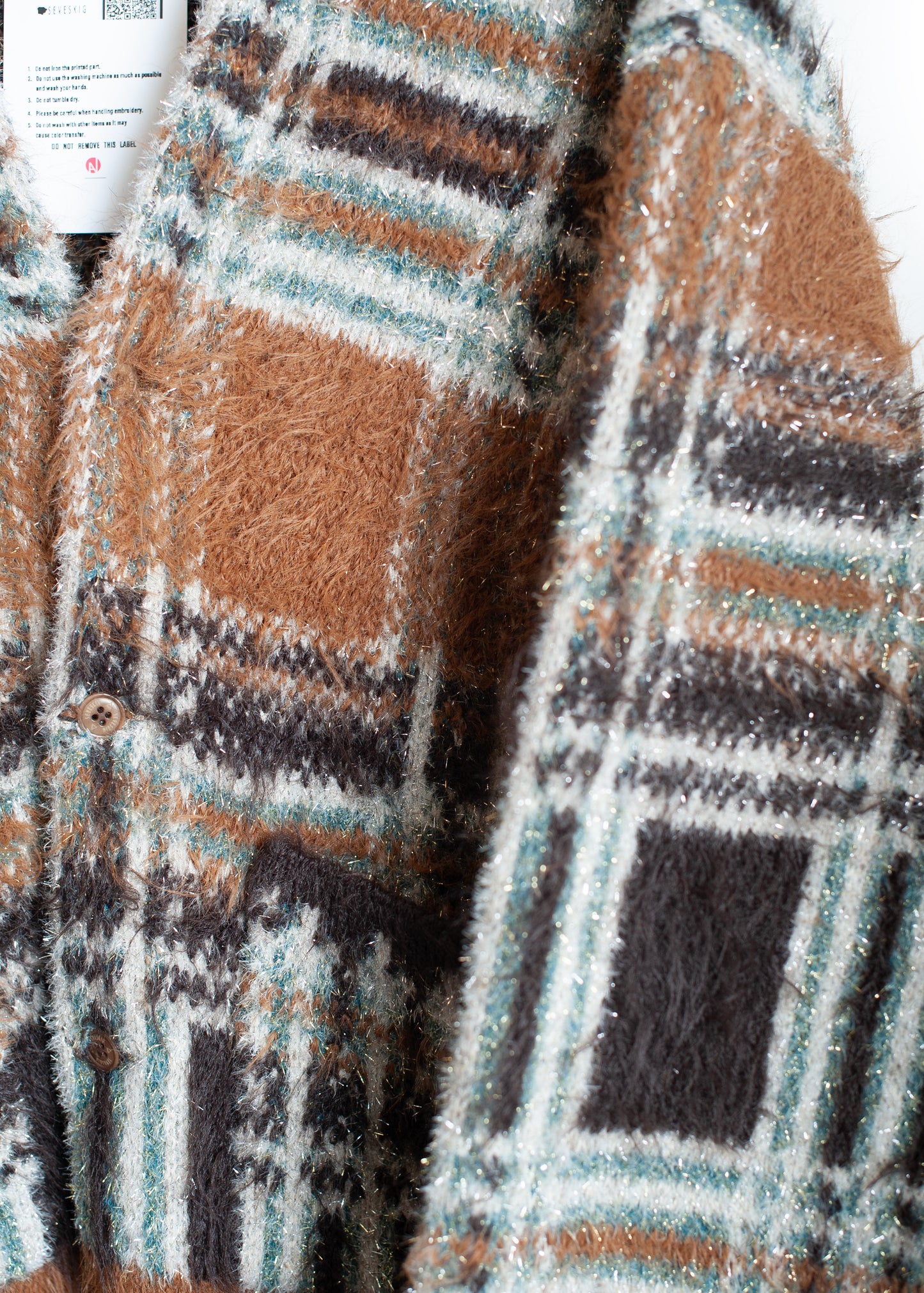 KN-SV-NGA-1001 / Lustre Check Knit Cardigan