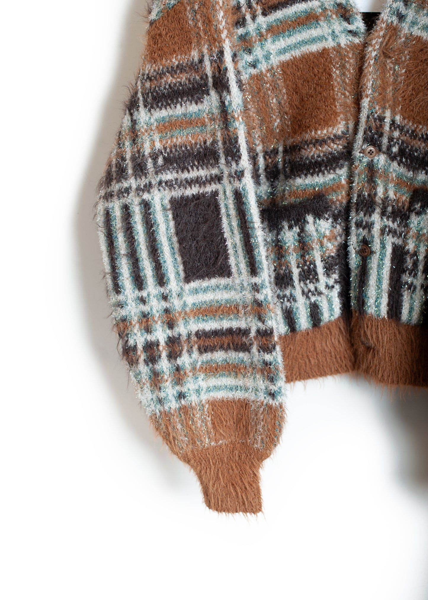 KN-SV-NGA-1001 / Lustre Check Knit Cardigan