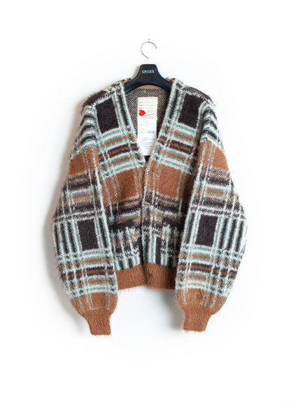 KN-SV-NGA-1001 / Lustre Check Knit Cardigan