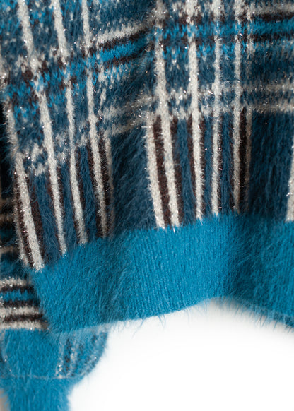 KN-SV-NGA-1001 / Lustre Check Knit Cardigan