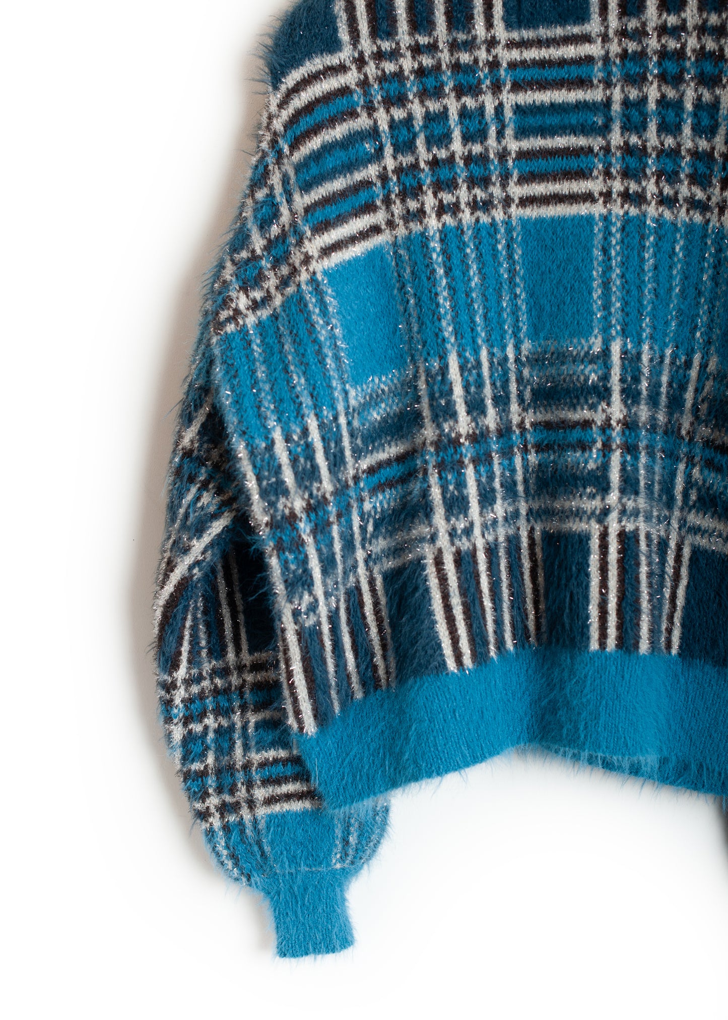 KN-SV-NGA-1001 / Lustre Check Knit Cardigan
