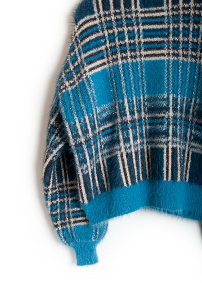 KN-SV-NGA-1001 / Lustre Check Knit Cardigan