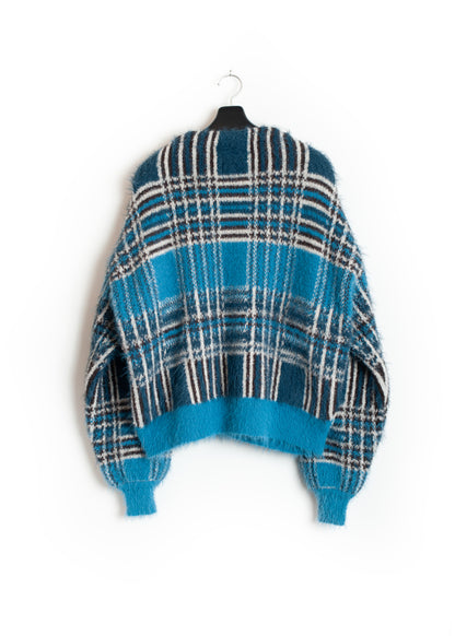 KN-SV-NGA-1001 / Lustre Check Knit Cardigan