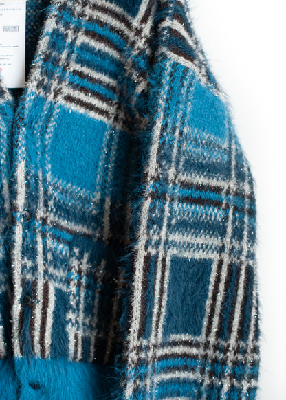 KN-SV-NGA-1001 / Lustre Check Knit Cardigan