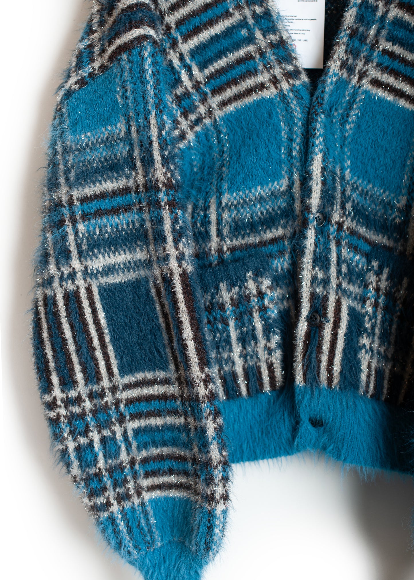 KN-SV-NGA-1001 / Lustre Check Knit Cardigan