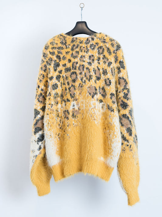KN-SV-NYA-1002 / Fading Leopard Knit Cardigan