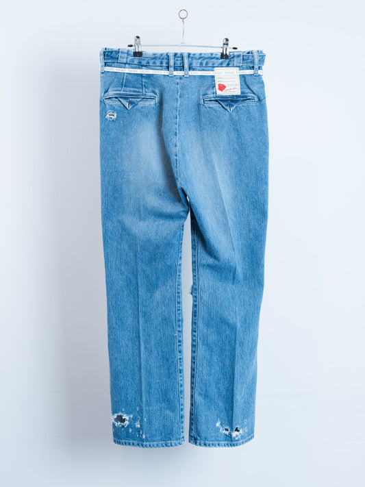 PT-SV-NYA-1006 / Indigo Satin Knit-Repaired Slacks
