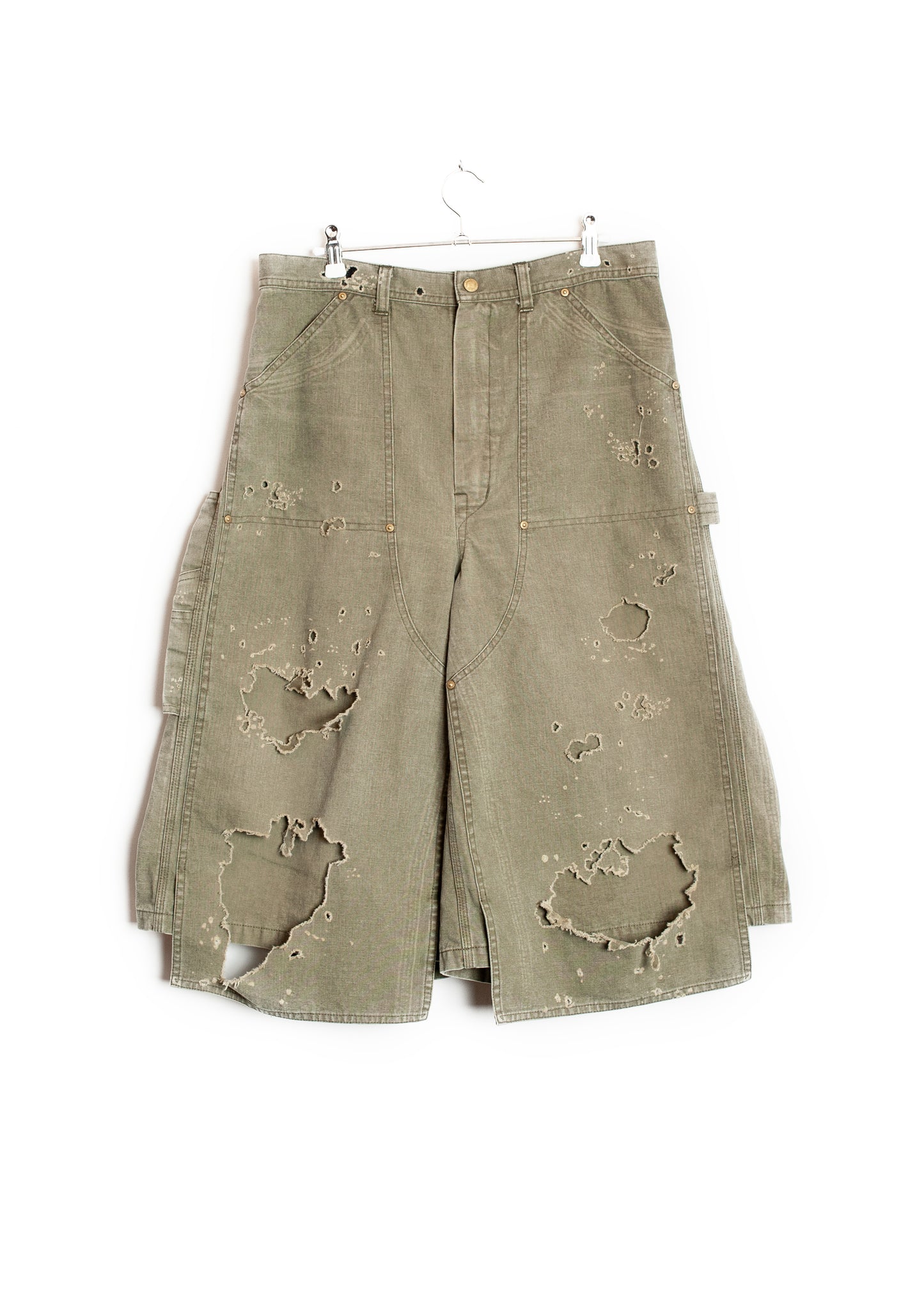 PT-SV-NRS-1007 / Damaged Double Knee Wide Bermuda Pants