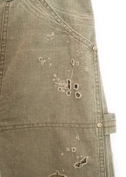 PT-SV-NRS-1007 / Damaged Double Knee Wide Bermuda Pants