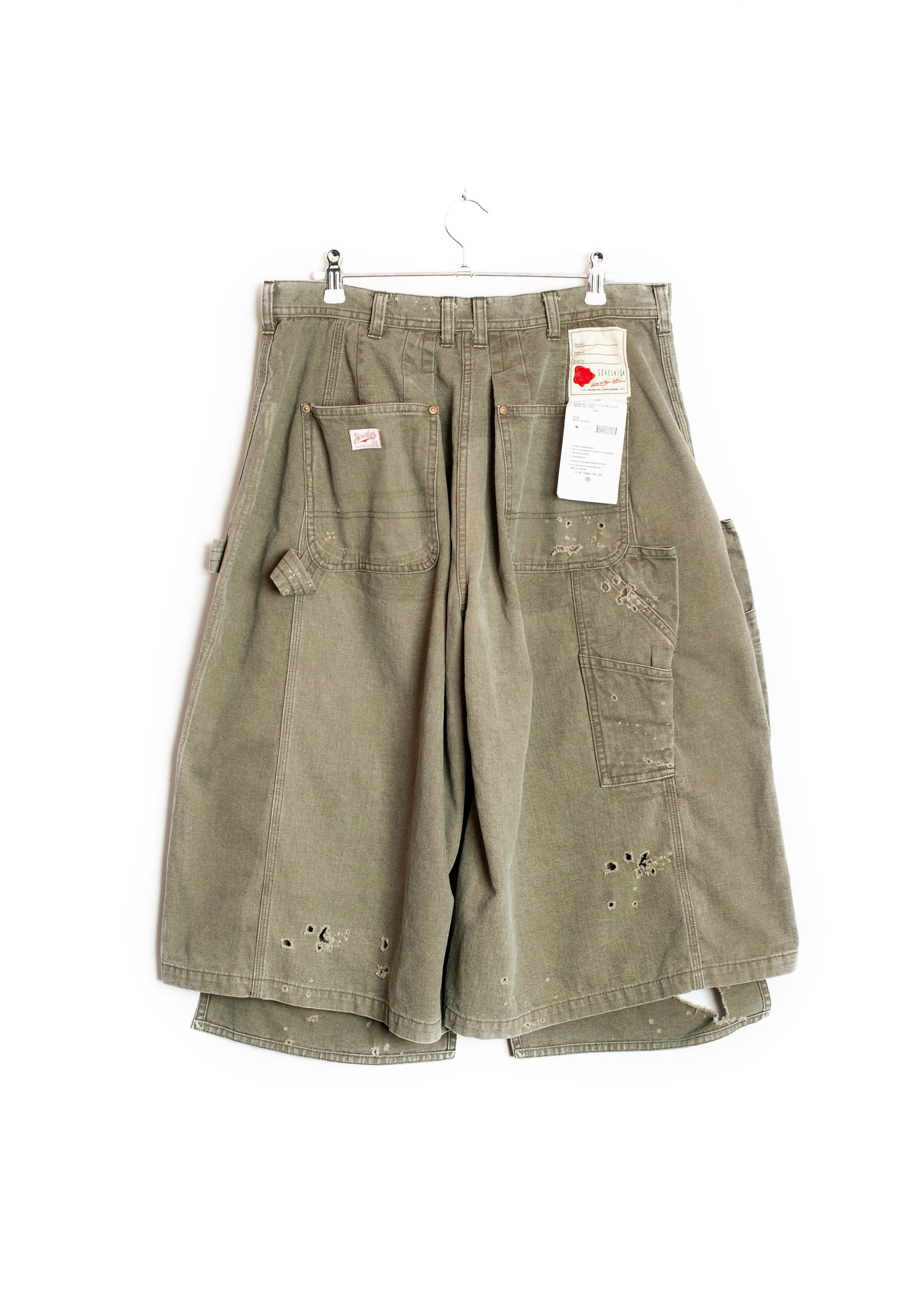 PT-SV-NRS-1007 / Damaged Double Knee Wide Bermuda Pants