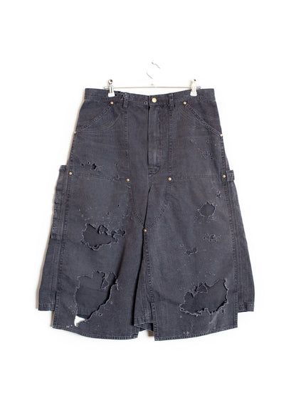 PT-SV-NRS-1007 / Damaged Double Knee Wide Bermuda Pants