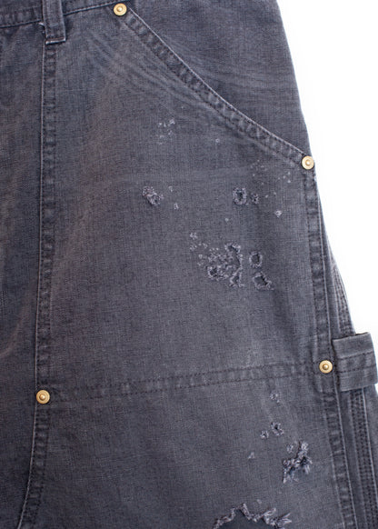 PT-SV-NRS-1007 / Damaged Double Knee Wide Bermuda Pants