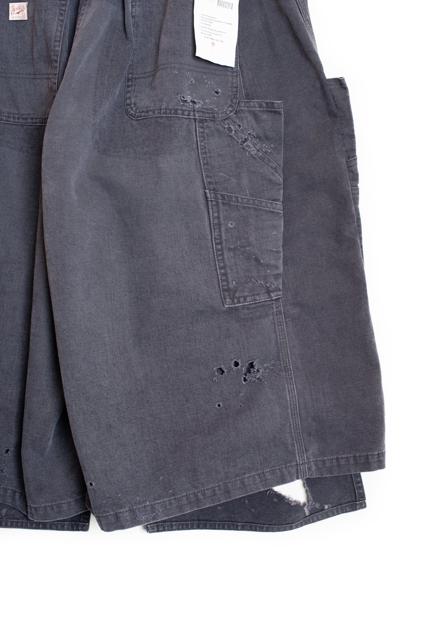 PT-SV-NRS-1007 / Damaged Double Knee Wide Bermuda Pants