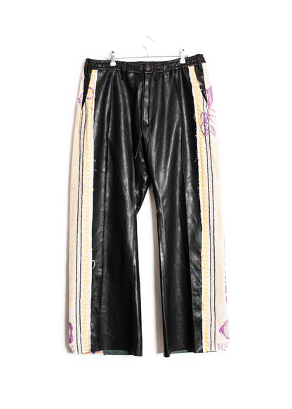 PT-SV-NRS-1005 / KEEP OUT Wide Track Cow Leather Pants
