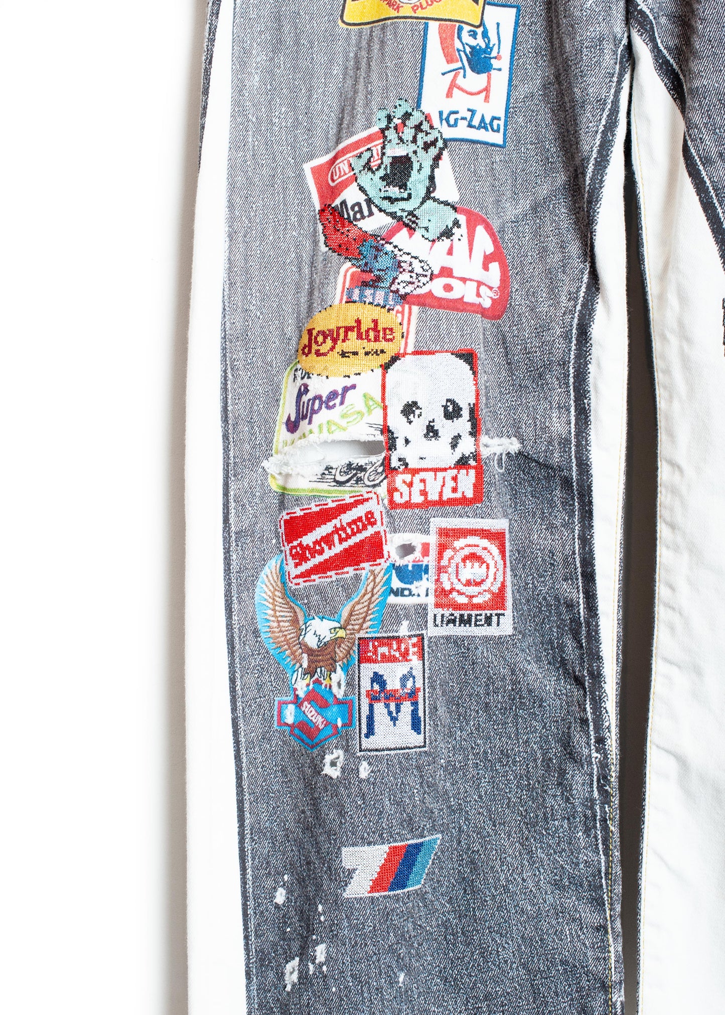 PT-SV-NRS-1001 / Vintage Badge Trompe-l'œil Denim Pants