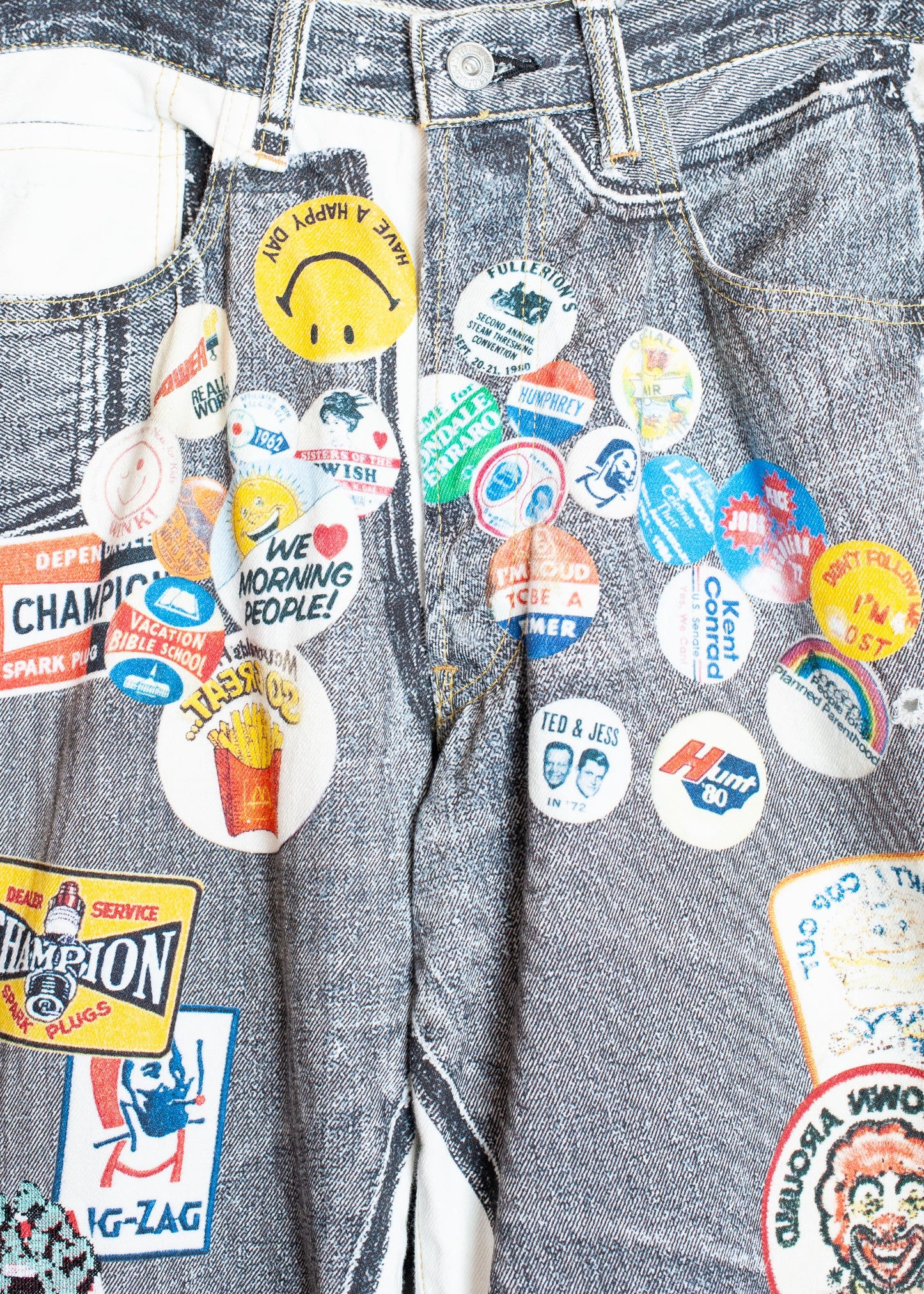 PT-SV-NRS-1001 / Vintage Badge Trompe-l'œil Denim Pants