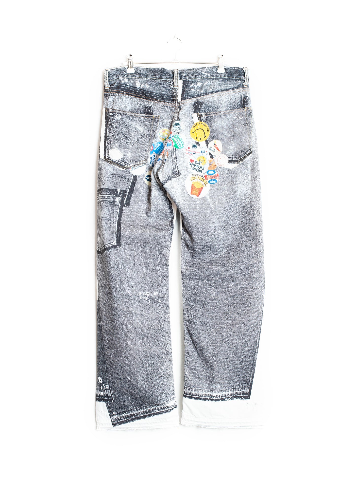 PT-SV-NRS-1001 / Vintage Badge Trompe-l'œil Denim Pants