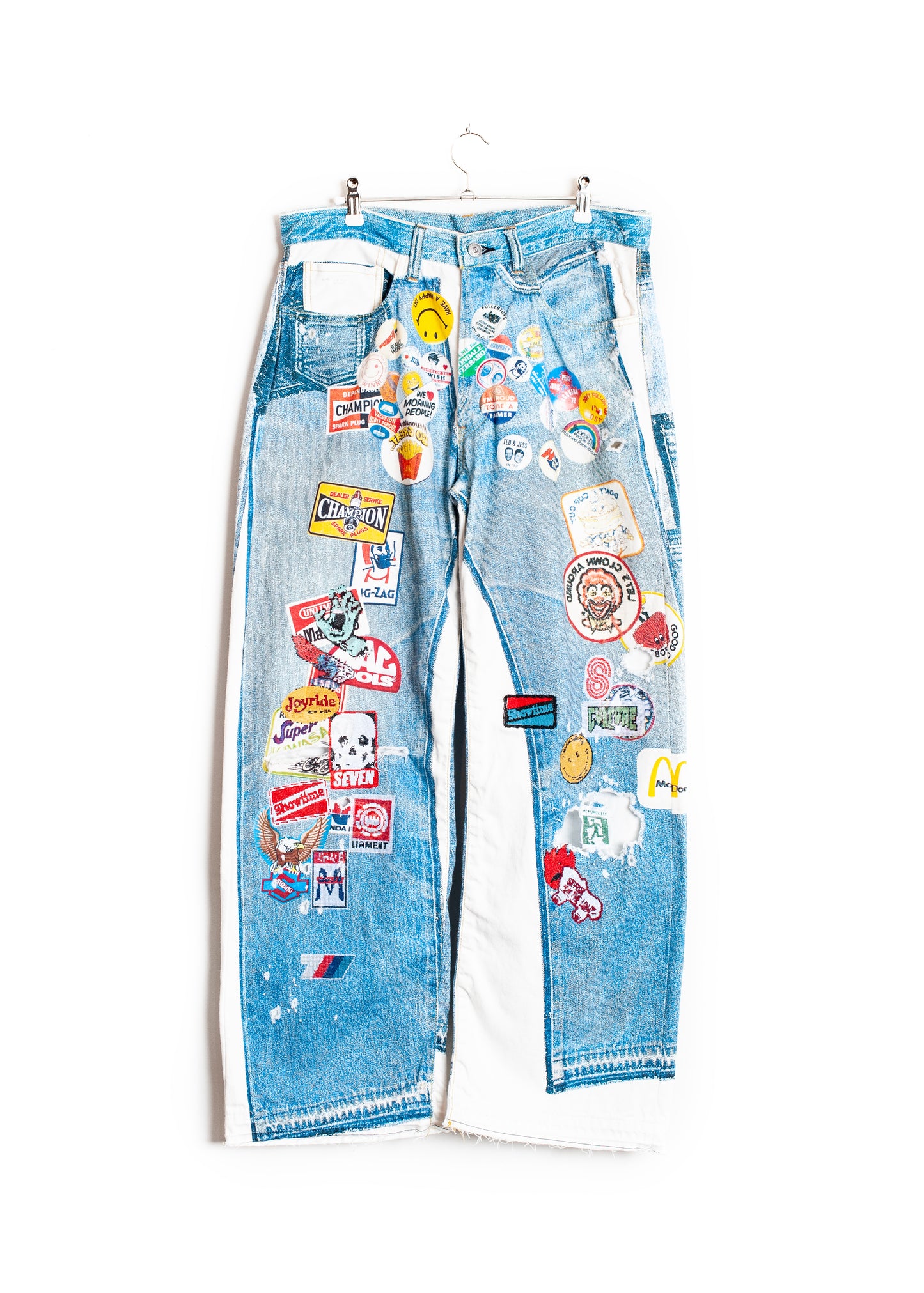 PT-SV-NRS-1001 / Vintage Badge Trompe-l'œil Denim Pants