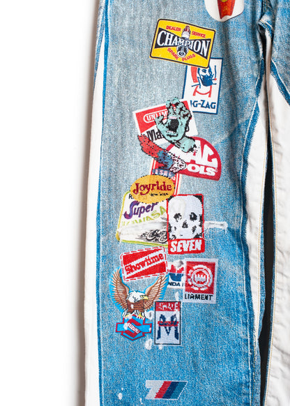 PT-SV-NRS-1001 / Vintage Badge Trompe-l'œil Denim Pants