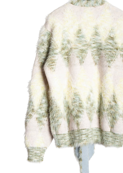 KN-SV-NRA-1003 / Argyle Tie Knit Cardigan