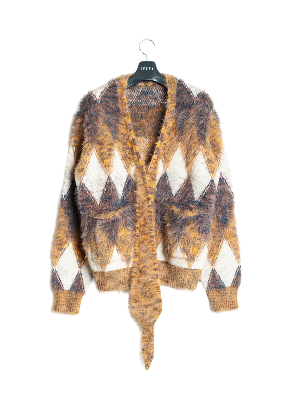 KN-SV-NRA-1003 / Argyle Tie Knit Cardigan