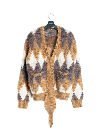 KN-SV-NRA-1003 / Argyle Tie Knit Cardigan