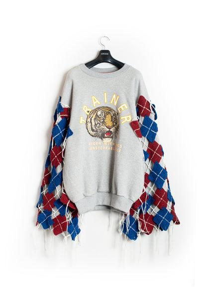 SW-SV-NGA-1006/Patchwork Argyle Tiger Sweat