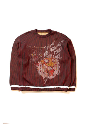 KN-SV-NNA-1004 / "A cat can't be a tiger"Pullover Knit Shirt